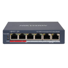 Hikvision DS-3E0106P-E/M(B) Коммутатор 4-портовый неуправляемый PoE