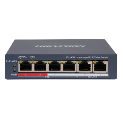 Hikvision DS-3E0106P-E/M(B) Коммутатор 4-портовый неуправляемый PoE Hikvision DS-3E0106P-E/M(B) Коммутатор 4-портовый неуправляемый PoE