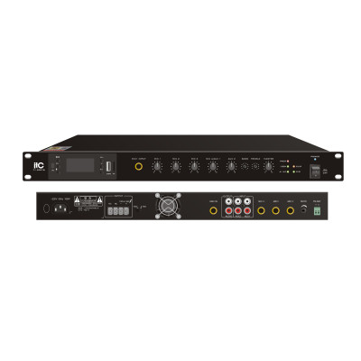 ITC T-120DTB Усилитель микшерный, цифровой с Мр3, тюнером, Bluetooth, 120Вт ITC T-120DTB Усилитель микшерный, цифровой с Мр3, тюнером, Bluetooth, 120Вт