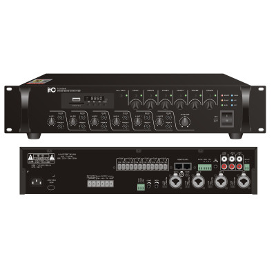 ITC TI-3506S Микширующий усилитель 350Вт, 6 зонный с USB / SD + FM-тюнером и Bluetooth ITC TI-3506S Микширующий усилитель 350Вт, 6 зонный с USB / SD + FM-тюнером и Bluetooth